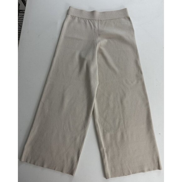 Sioni Womens Knit Elastic Waistband Wide Leg Pants In Beige Sz M - Picture 1 of 5